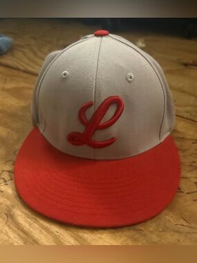 Pacifica Black & Red Baseball Cap with L Script Accent